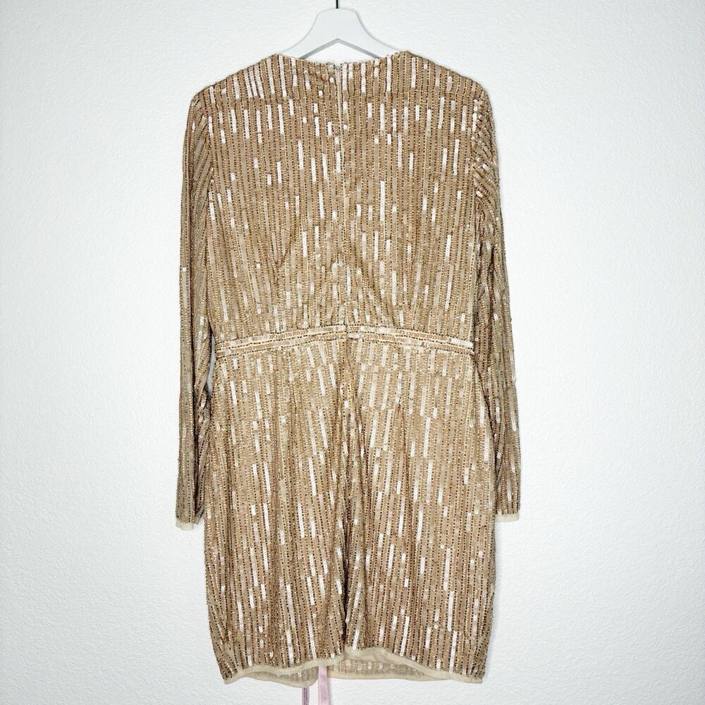 Mac Duggal Champagne Sequin Beaded Cocktail Dress 10 NWT - Picture 7 of 12